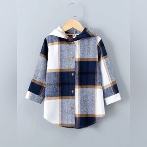 Toddler Girls Plaid Hooded Overcoat